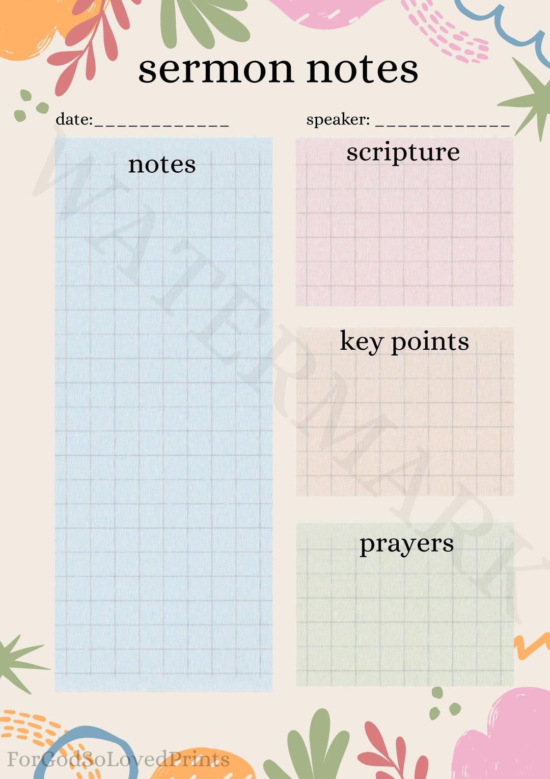 Sermon Notes Bible Notetaking Template for Sermon DIGITAL DOWNLOAD - Etsy