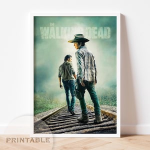 Rick Grimes and Carl Poster, The Walking Dead movie poster, twd wall decor, Andrew Lincoln and Chandler Riggs fan wall decor gift