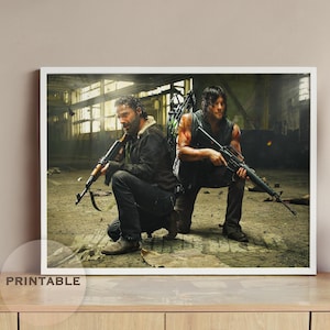 Rick Grimes and Daryl Dixon poster, The Walking Dead, twd wall art, Andrew Lincoln and Norman Reedus fan decoration gift