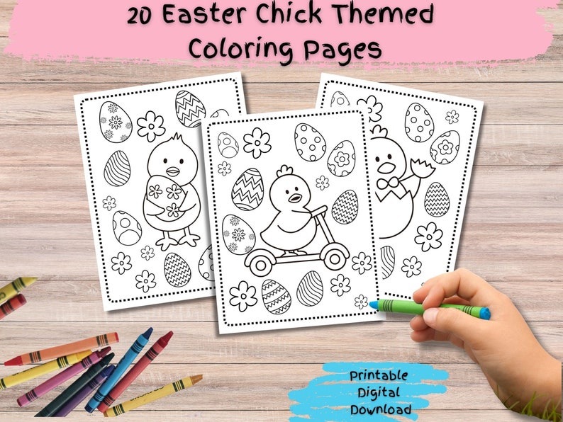 Easter Coloring Pages, Kids Coloring Pages, 20 Pages of Easter Chick ...