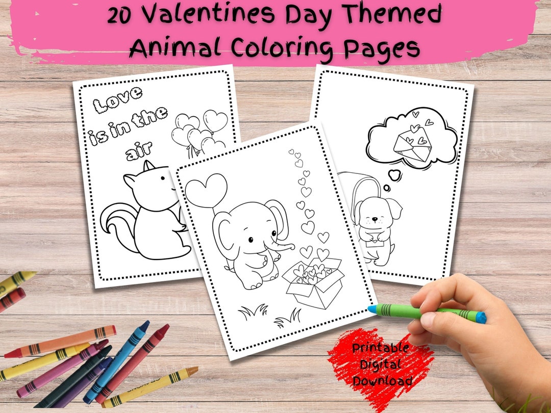 Valentine’s Day Animals Coloring Pages, Kids Coloring Pages, Valentine ...