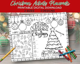Christmas Activity Placemat: Kids Coloring Pages (Digital Download)