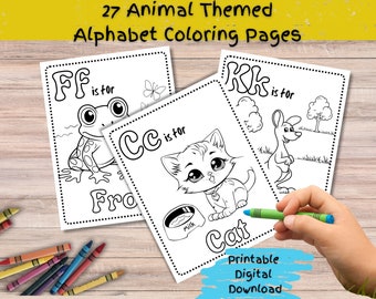 Animal Alphabet Coloring Pages A-Z: Preschool Printable (Digital Download)