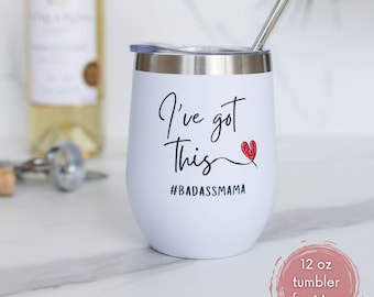 Badass Mama Wine Tumbler: Insulated Mom Mug, First Time Mom Gift