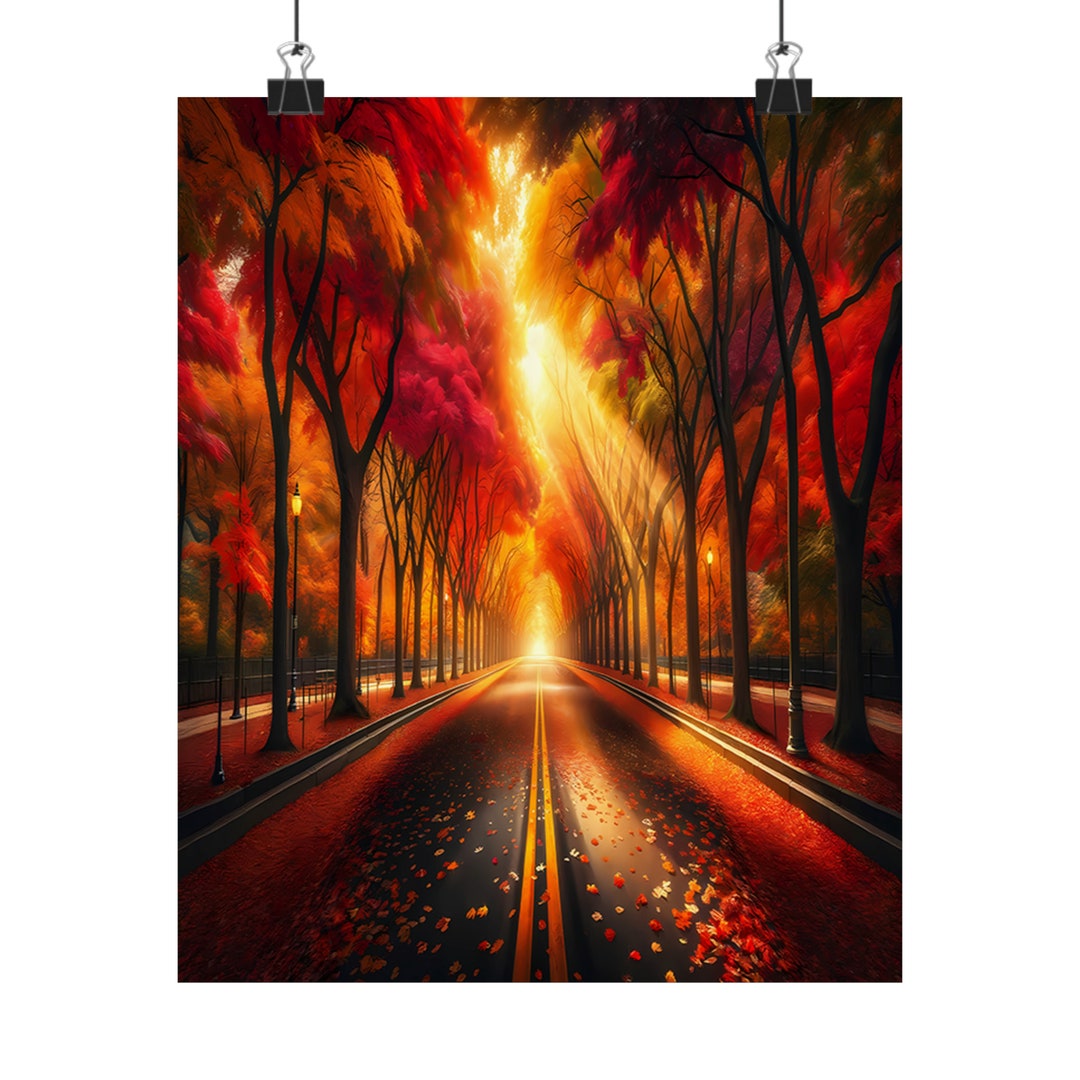 Autumn Splendor Road Poster - Premium Matte Vertical Posters - Etsy