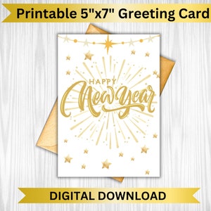 Celebración de fuegos artificiales dorados - Tarjeta digital de feliz año nuevo