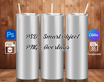 Tumbler Mockup PSD Smart Object 20 oz Skinny Tumbler mock up Three Tumblers Mock PNG Canva Drag and Drop Mockup PSD Tumblers Sublimation