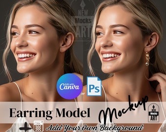 Earring Mockup Model Jewelry Mockup Female Models Earring Mockups Presentation Earrings Template Photorealistic Instant Download