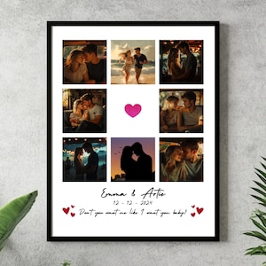 Paar Foto Collage Poster Valentinstag Herz Fotos Personalisierte Valentinstag Paar Geschenk Hochzeitstag Erinnerung Foto Leinwand Vorlage