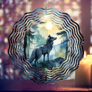 Wolf Wind Spinner PNG Forest Wolf Paint Spinner Garden Spinner Yard Decor Sublimation Wind Spinner Design Template Windspinner PNG Download