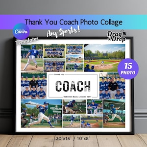 Personalized Coach Photo Collage Coach Gift, Custom Sports Photo Frame Coach Appreciation Collage, Team Photo Gift, End of Season Coach Gift