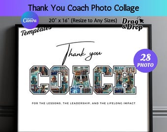 Coach Photo Collage Personalized Coach Gift, Custom Sports Photo Frame Coach Appreciation Collage, Team Photo Gift, End of Season Coach Gift