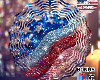 Amerikaanse vlag wind spinner 4 juli decoraties tuin spinner glitter tuin decor sublimatie wind spinner ontwerpsjabloon PNG downloaden