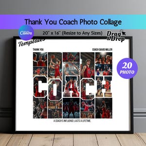 Coach Photo Collage Personalized Coach Gift, Custom Sports Photo Frame Coach Appreciation Collage, Team Photo Gift, End of Season Coach Gift