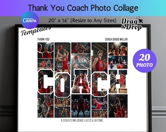 Coach Photo Collage Personalized Coach Gift, Custom Sports Photo Frame Coach Appreciation Collage, Team Photo Gift, End of Season Coach Gift