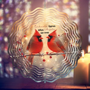 Winter Red Birds Cardinal Wind Spinner, Red Cardinal Garden Spinner Yard Decor Sublimation Winter Wind Spinner Design Template PNG Download