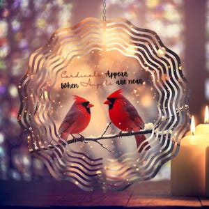 Winter Red Birds Cardinal Wind Spinner, Red Cardinal Garden Spinner Yard Decor Sublimation Winter Wind Spinner Design Template PNG Download