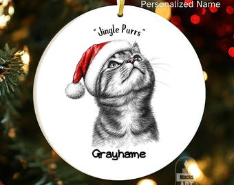 Jingle Purrs Cute Cat Ornament Sublimation PNG Christmas Ornament Round Christmas Ornament PNG Watercolor Instant Download Xmas Ornament png
