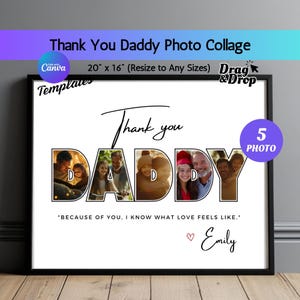 Plantilla de collage de fotos para papá, diseño editable en Canva para papá, regalo del Día del Padre, diseños de marcos de collage de fotos personalizados, regalo imprimible para papá.