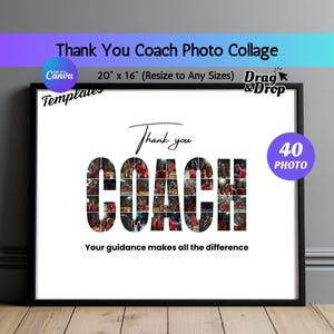 Coach Photo Collage Personalized Coach Gift Custom Sports Photo Frame Coach Appreciation Collage Team Photo Gift End of Season Coach Gift