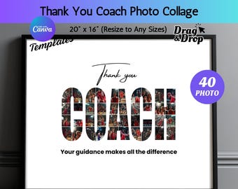 Coach Photo Collage Personalized Coach Gift Custom Sports Photo Frame Coach Appreciation Collage Team Photo Gift End of Season Coach Gift