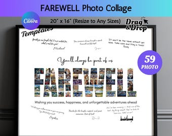 Farewell Photo Collage Personalized DIY Goodbye Gift Canva Template Editable Team Memory Frame Retirement Going Away Gift Instant Download