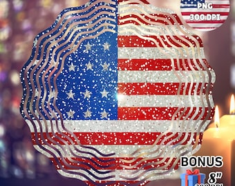 Glitter Amerikaanse vlag windspinner 4 juli decoraties tuin spinner werfdecor sublimatie windspinner ontwerpsjabloon PNG downloaden