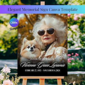 Funeral Sign Template Canva, Memorial Poster Template, Celebration of Life Sign, Editable Funeral Welcome Sign, Instant Download