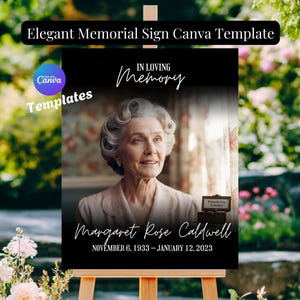 Editable Funeral Welcome Sign, Memorial Poster Template Canva, Celebration of Life Sign, Funeral Sign Template, Instant Download