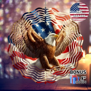 American Flag Eagle Wind Spinner 4th of July Decorations Garden Spinner Yard Decor Sublimation Wind Spinner Design Template PNG Download