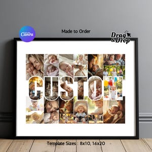 Collage de fotos personalizado, collage de fotos personalizado, collage de letras personalizado, collage de fotos con plantilla de Canva, plantilla de marco de fotos personalizado de Canva