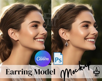 Earring Model Mockup Pretty Female Model Jewellery Models for Earring Shop Presentation, Professional Mock Up, Canva Editing Earring Mockup