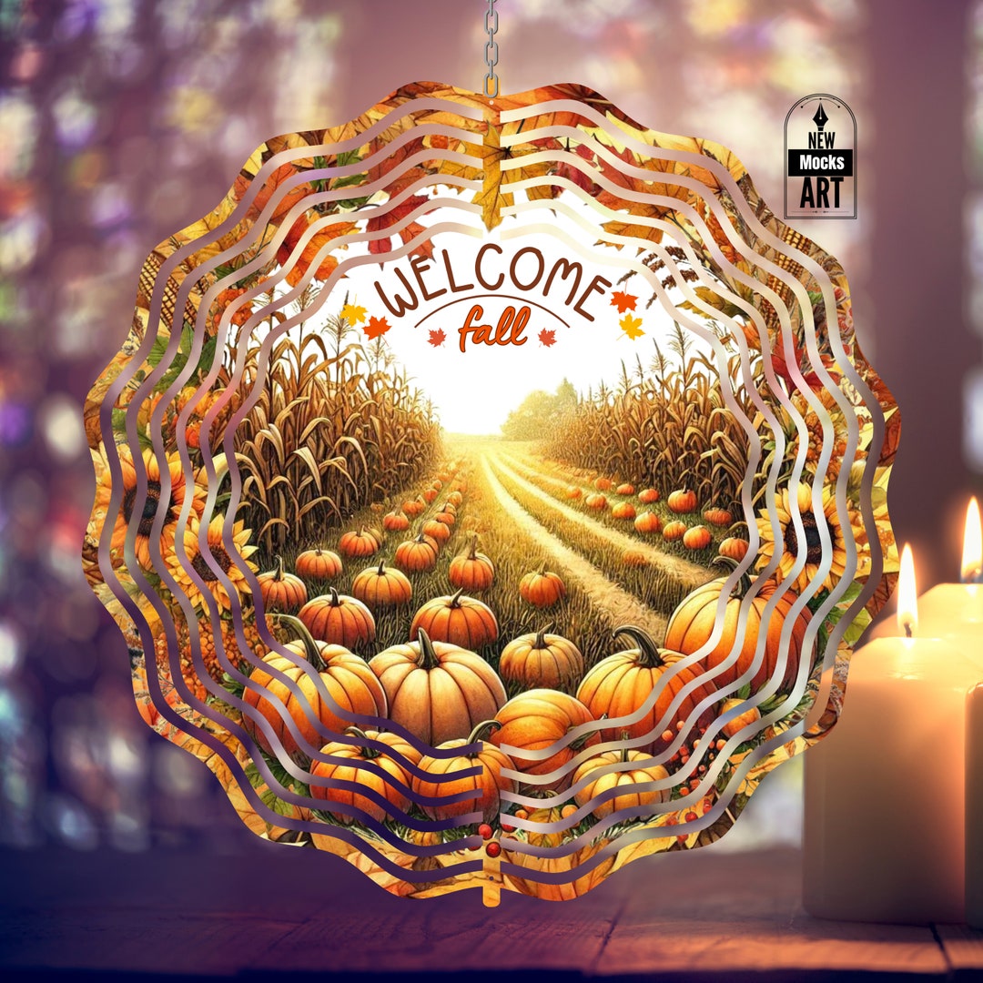 Welcome Fall Wind Spinner Add Your Text Fall Pumpkins Cart PNG Garden ...