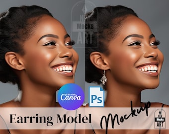 Earring Mockup Model Jewelry Mockup Female Models Earring Mockups Presentation Earrings Template Photorealistic Instant Download