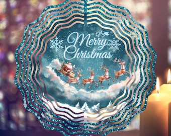 Merry Christmas Wind Spinner PNG Santa Claus Garden Spinner Santa Christmas Yard Decor Sublimation Wind Spinner Design PNG Template Download