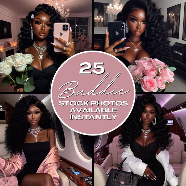 25 Rich Girl Baddie Aesthetic Stock Images, Black Girl Luxury, AI models,