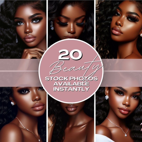 20 Luxury Lash & Beauty Stock Images , African American Model, Hair Stock Photos, Beauty Stock Photo