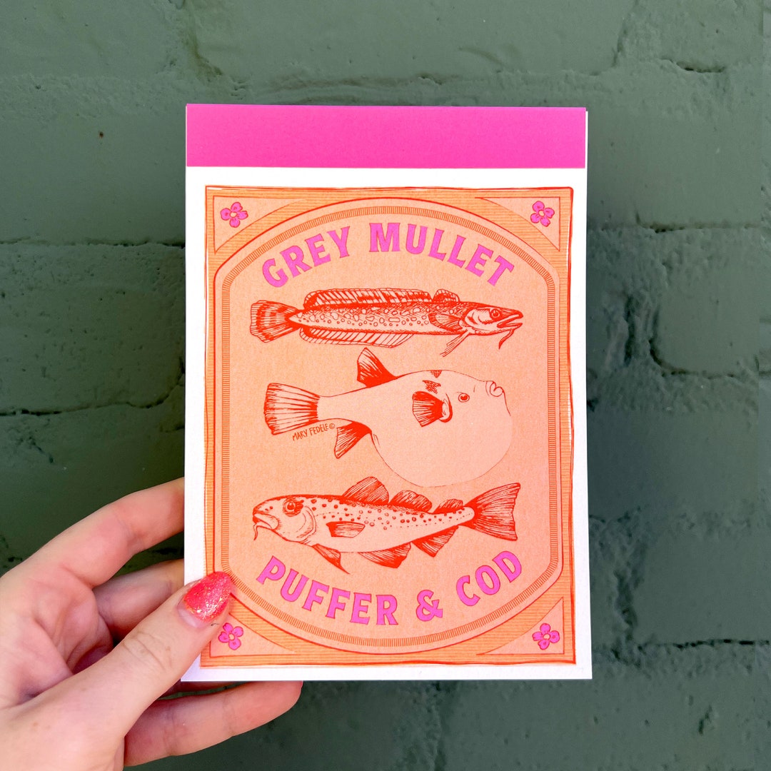 Grey Mullet, Puffer & Cod Notepad | Fish Notepad - Etsy