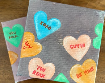 Mini Message Heart Paintings