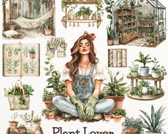 Watercolor Potted Plant Clipart: Greenery PNG Set (Digital Download)