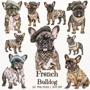 Aquarell französische Bulldogge Clipart, Frenchie Hund, süße Frenchie Hund, Hunde Clipart PNG, Kartenherstellung, Sammelalbum, digitaler Download kommerzielle Nutzung