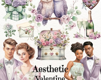 Watercolor Valentine Clipart: Romantic PNG Graphics (Digital Download)