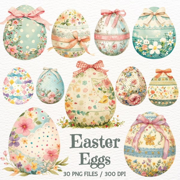 Watercolor Easter Eggs Clipart, Easter Egg PNG, Painted Easter Egg, Cute Easter Eggs, Spring Clipart, Instant Download for Commercial Use