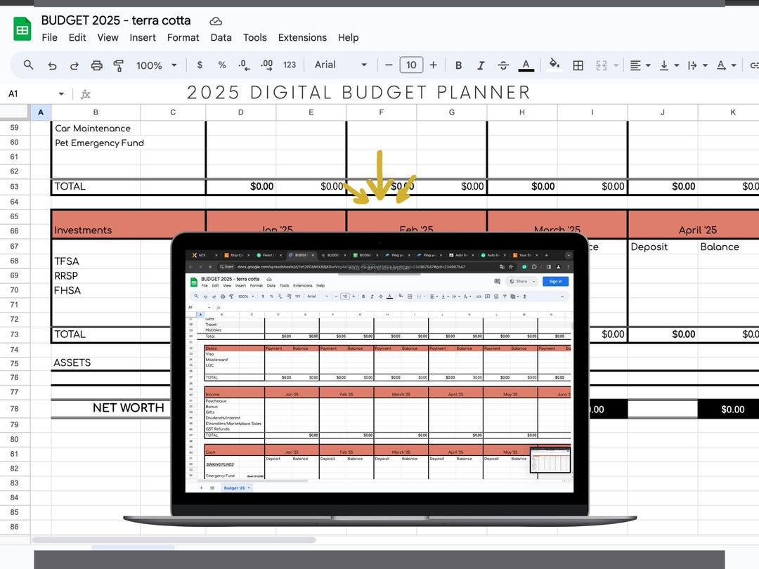 2025 Standard Budget Planner Google Sheets Spreadsheet – Terra Cotta