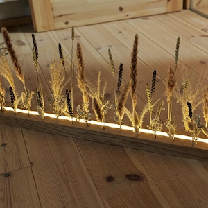 Lichtleiste "Bleame Bredl" mit LED & Batterie Fach oder Stecker | 80cm | Blumenleiste | aus Eiche, Buche oder Tanne (Made in Bavaria)