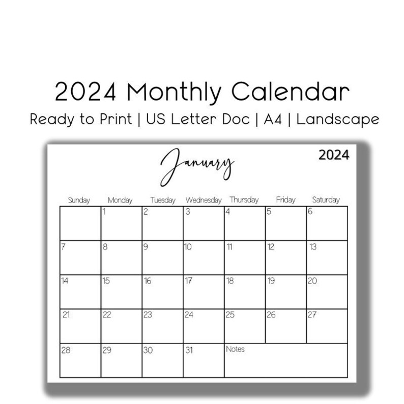 2024 Printable Planner, 2024 Printable Calendar, Wall Calendar, 2024