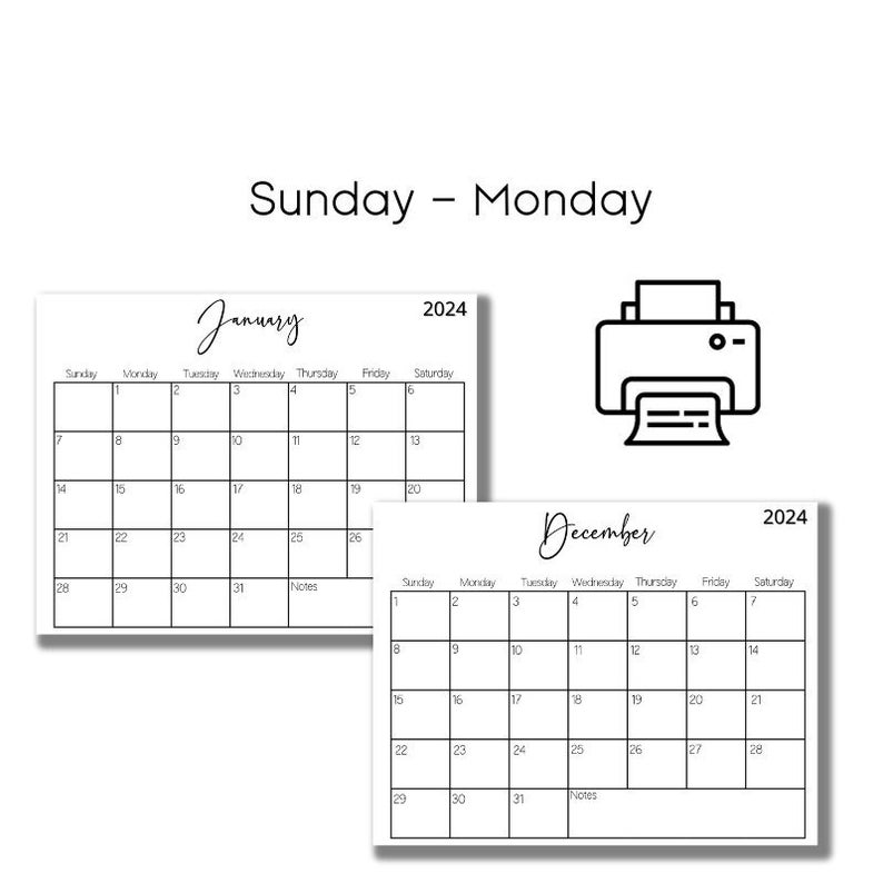 2024 Printable Planner, 2024 Printable Calendar, Wall Calendar, 2024