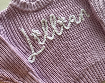 Custom Baby Name Sweater, Hand Embroidered Baby Sweater, Personalized Baby Gift, Baby sweater