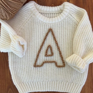 Custom Baby Letter Sweater, Hand Embroidered Baby Sweater, Personalized Baby Gift, Baby Boy sweater