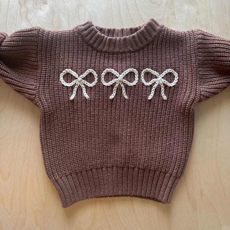 Babysoft Knit Embellished Bows Sweater